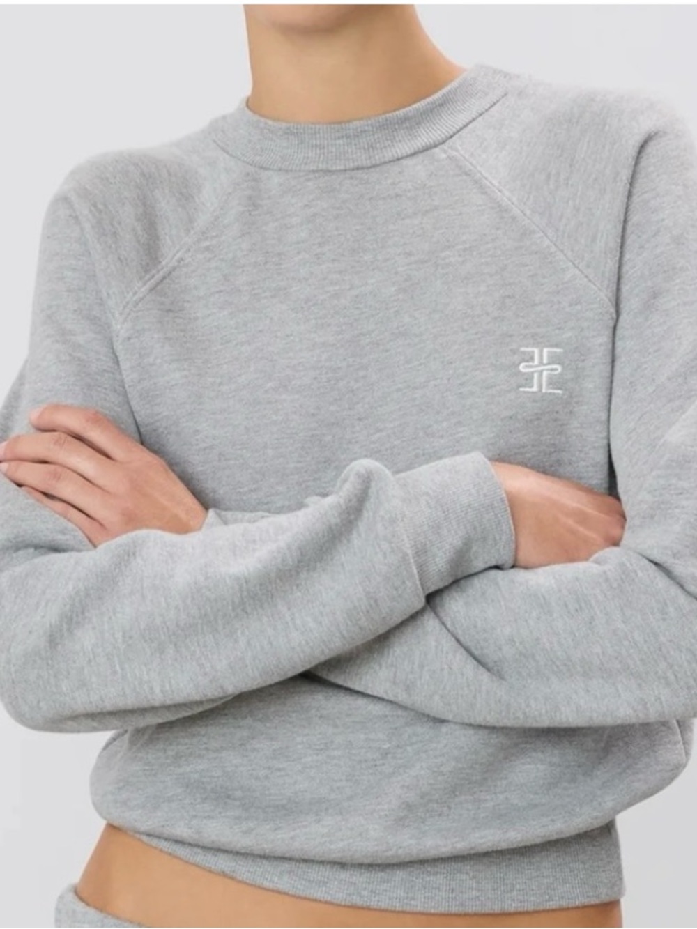 Eterne Heather Gray Crewneck Sweatshirt with Chest Logo NWOT